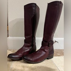 Frye Leather Knee High Zip Up Riding Equestrian Boot in Oxblood Maroon, Size 11